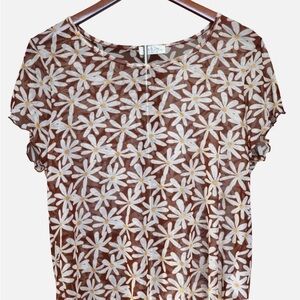 Jolie & Joy Mesh Daisy Tee Sheer Stretch Womens Size 2X